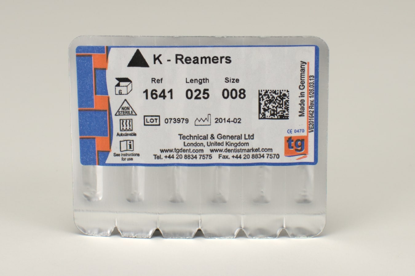 tg K-Reamers 25mm 008 6st