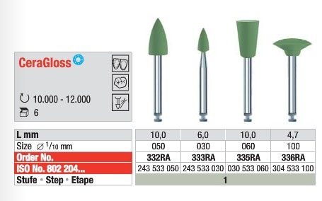 Ceragloss Polerare Vst grön 335RA 6st